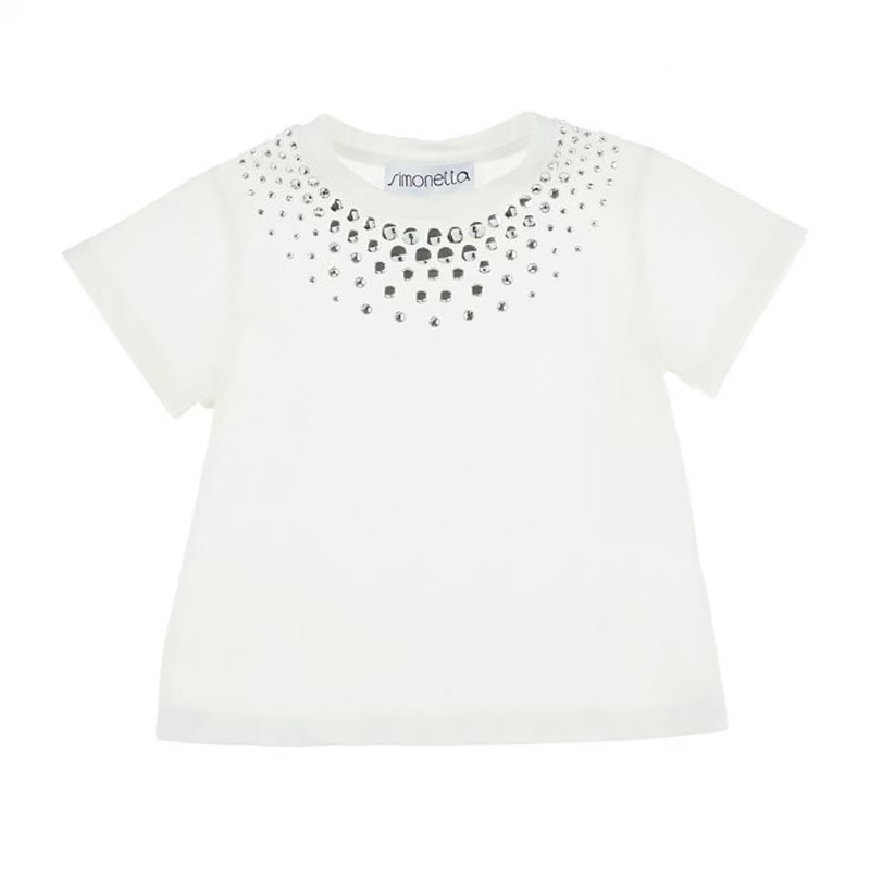 Abbigliamento Abbigliamento bambina Top e magliette T-shirt T-shirt bianca ricamata a mano per bambina 