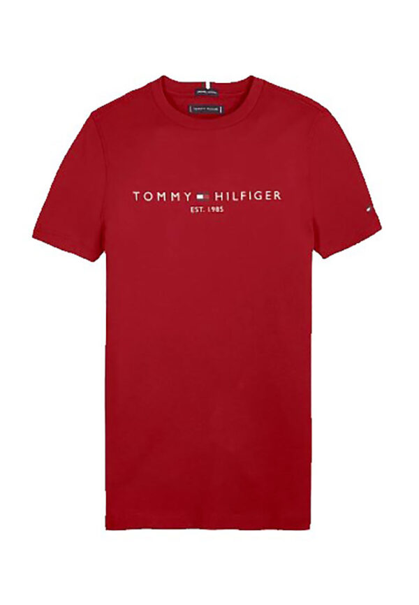 Tommy hilfiger t-shirt rossa con logo posizionato davanti
