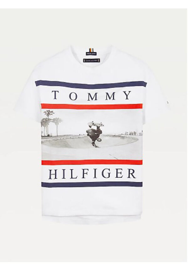 Tommy hilfiger junior t-shirt bianca con stampa