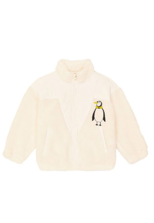 Mini Rodini giacca pellicciotto con stampa pinguino